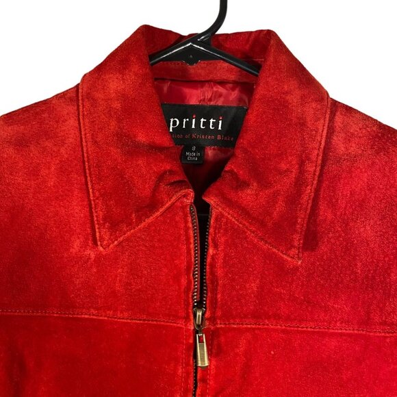 Pritti Kristen Blake Woman Shacket Jacket Red Genuine Leather Small Pockets - Picture 6 of 10